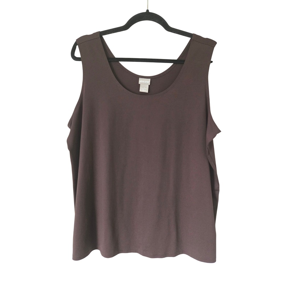 Chico's 4 XXL Tank Top Womens Brown Travelers Scoop Neck Stretch Sleeveless